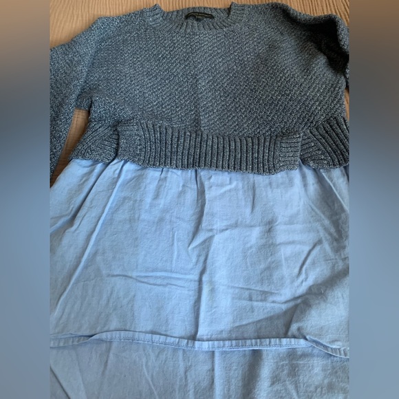 Banana Republic - Blue cropped crew neck sweater with cotton bottom - si… - Picture 6 of 8